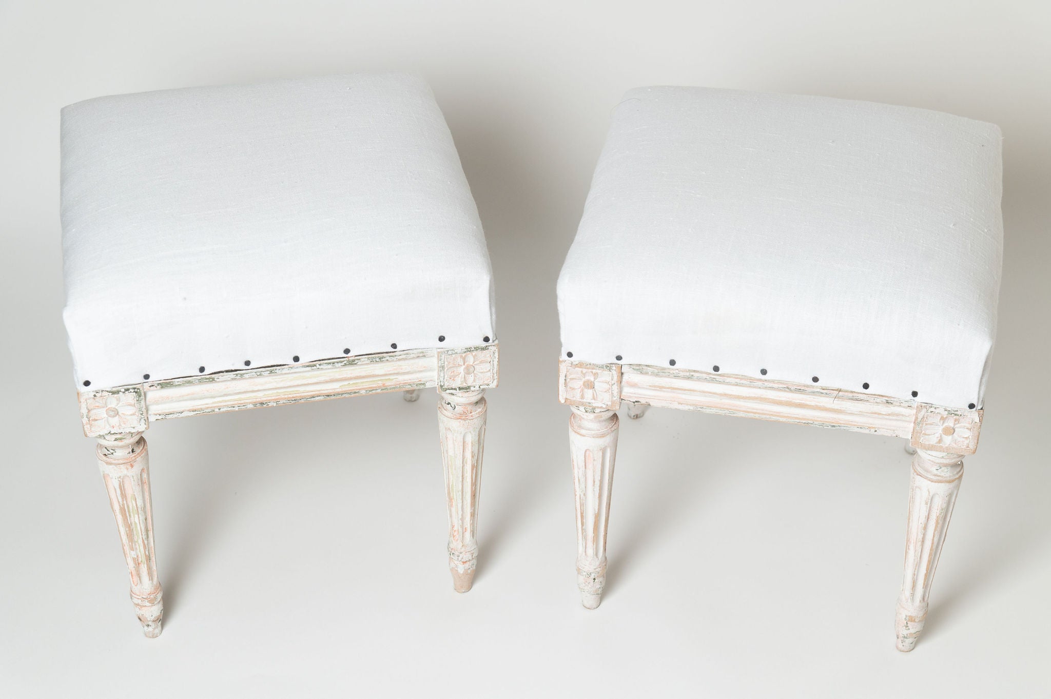 Antique Swedish Gustavian upholstered stools