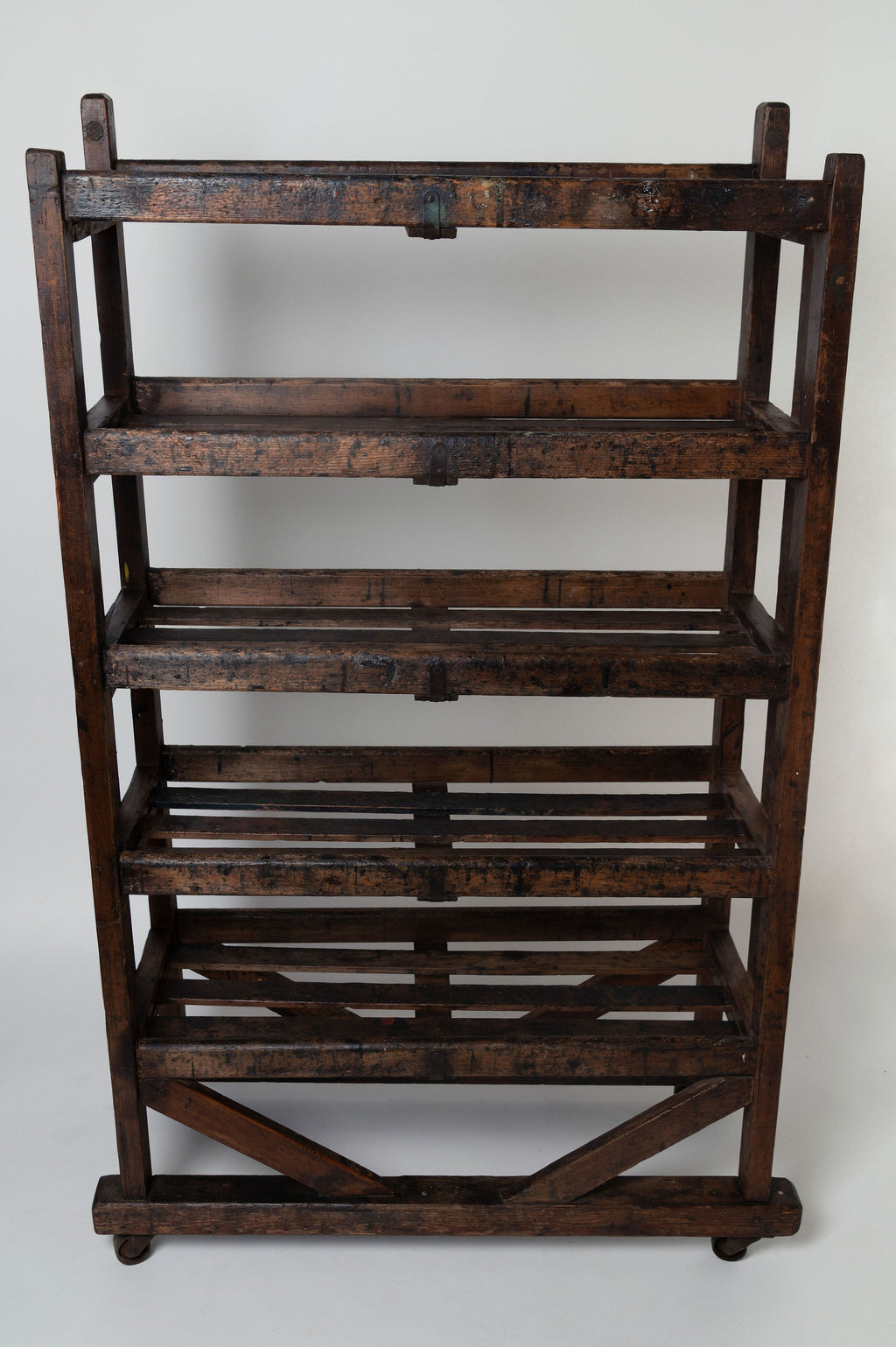 Rare Vintage Industrial Wooden Shoe Rack Trolley