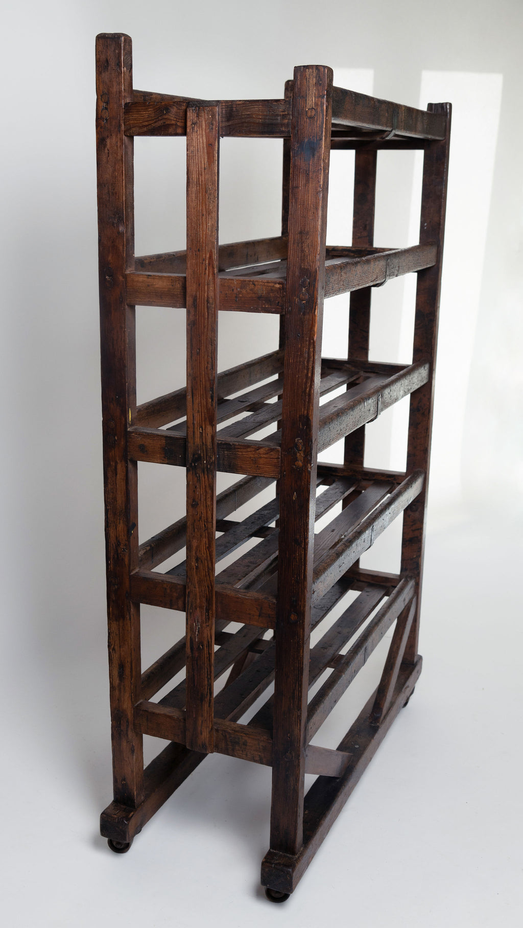 Rare Vintage Industrial Wooden Shoe Rack Trolley