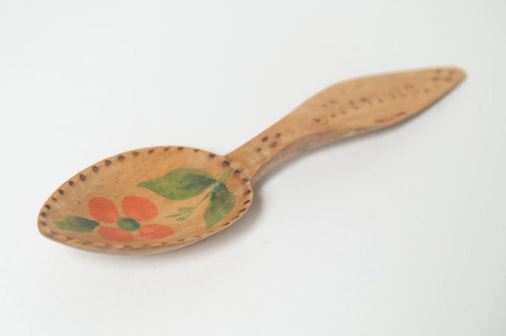 Vintage Swedish Wooden hand painted souvenir spoon