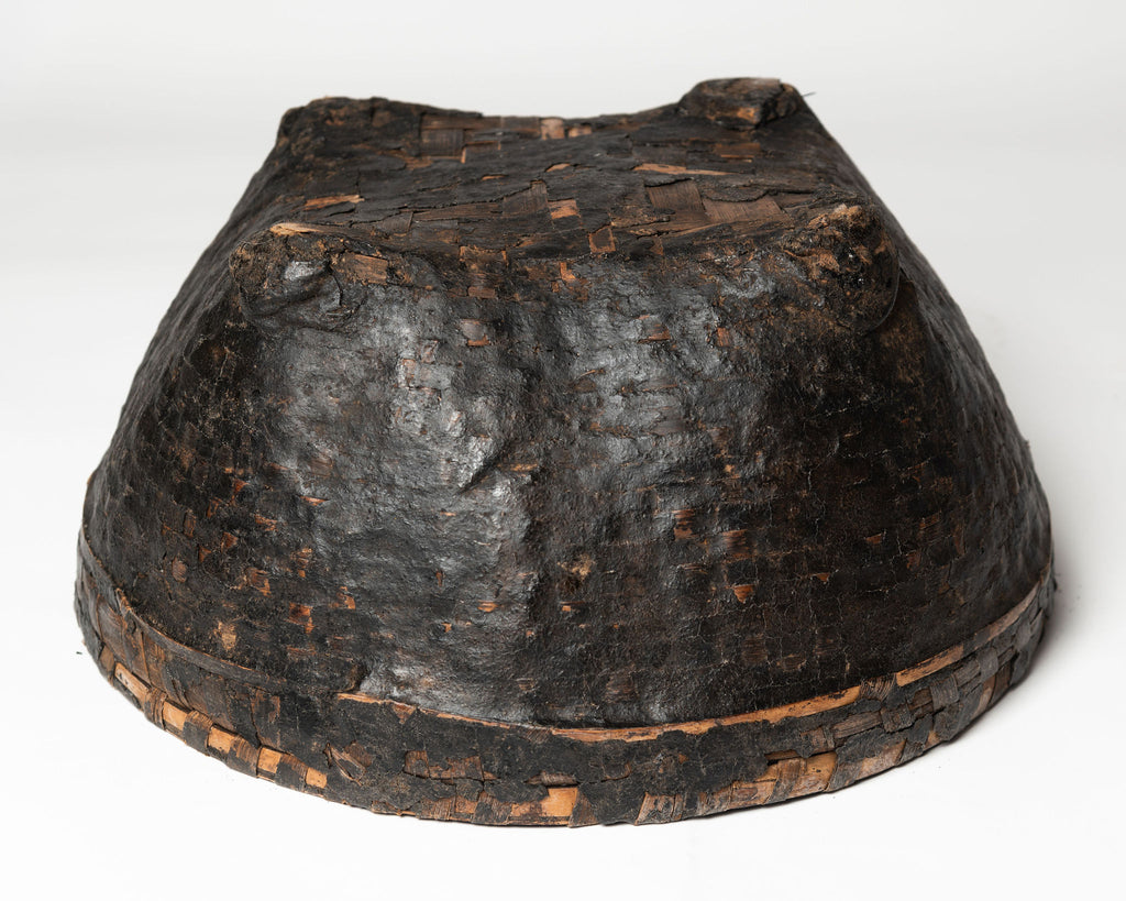 Antique 19th century chinese reed basket, black paint