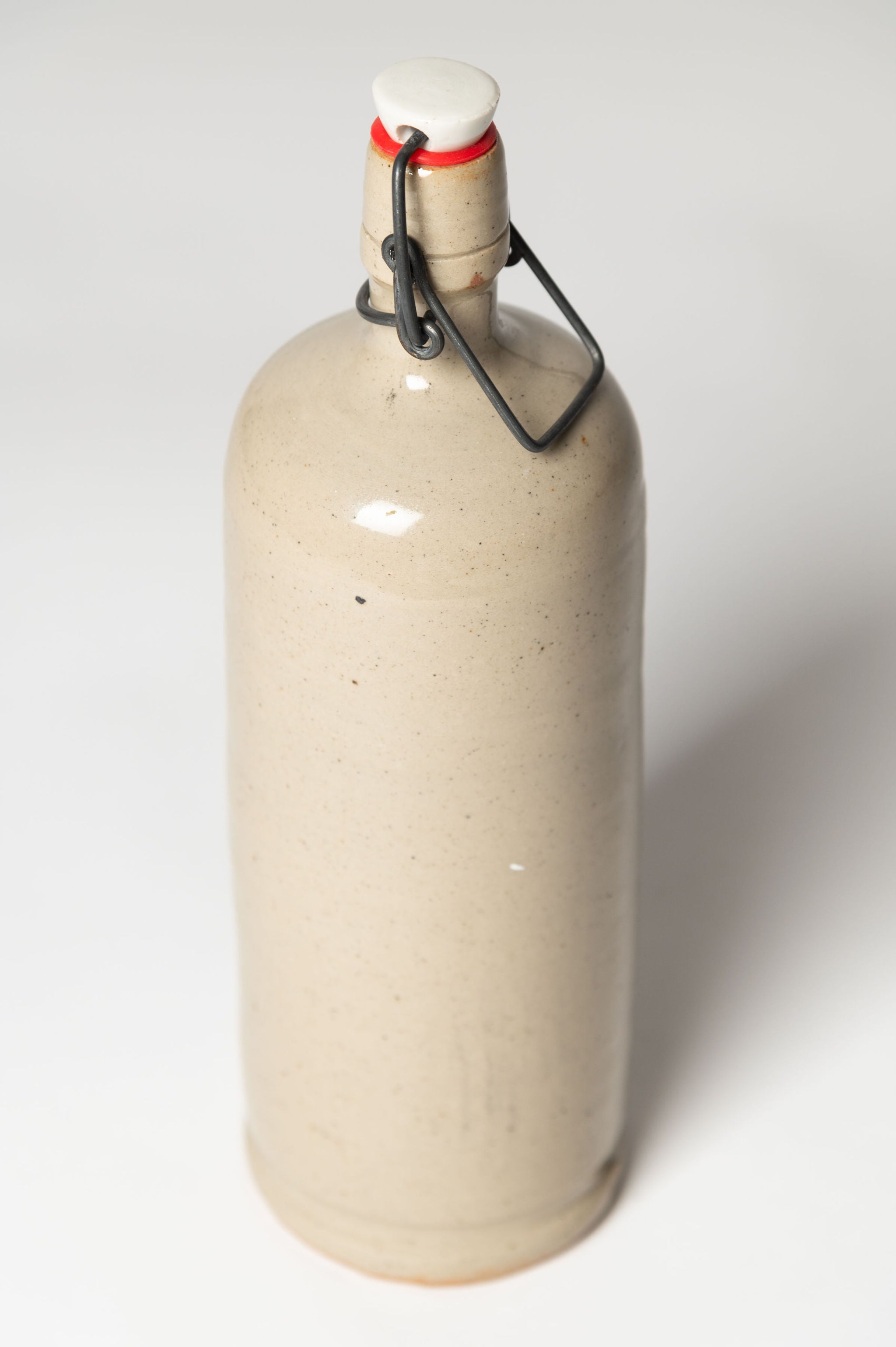 Antique French glazed Stoneware Cider bottle with porcelain cap