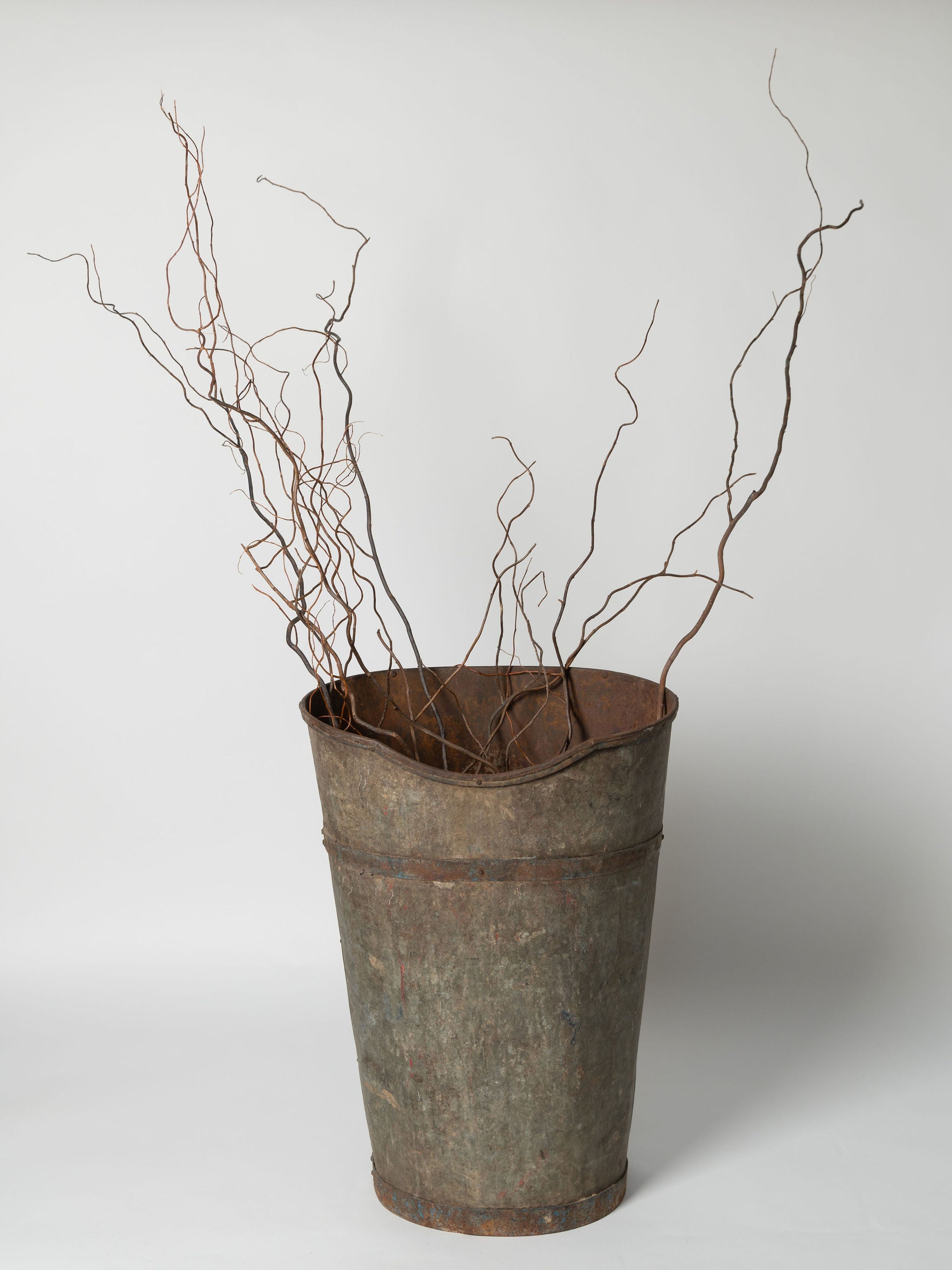 Antique French Metal Grape hod/hopper with carrying straps