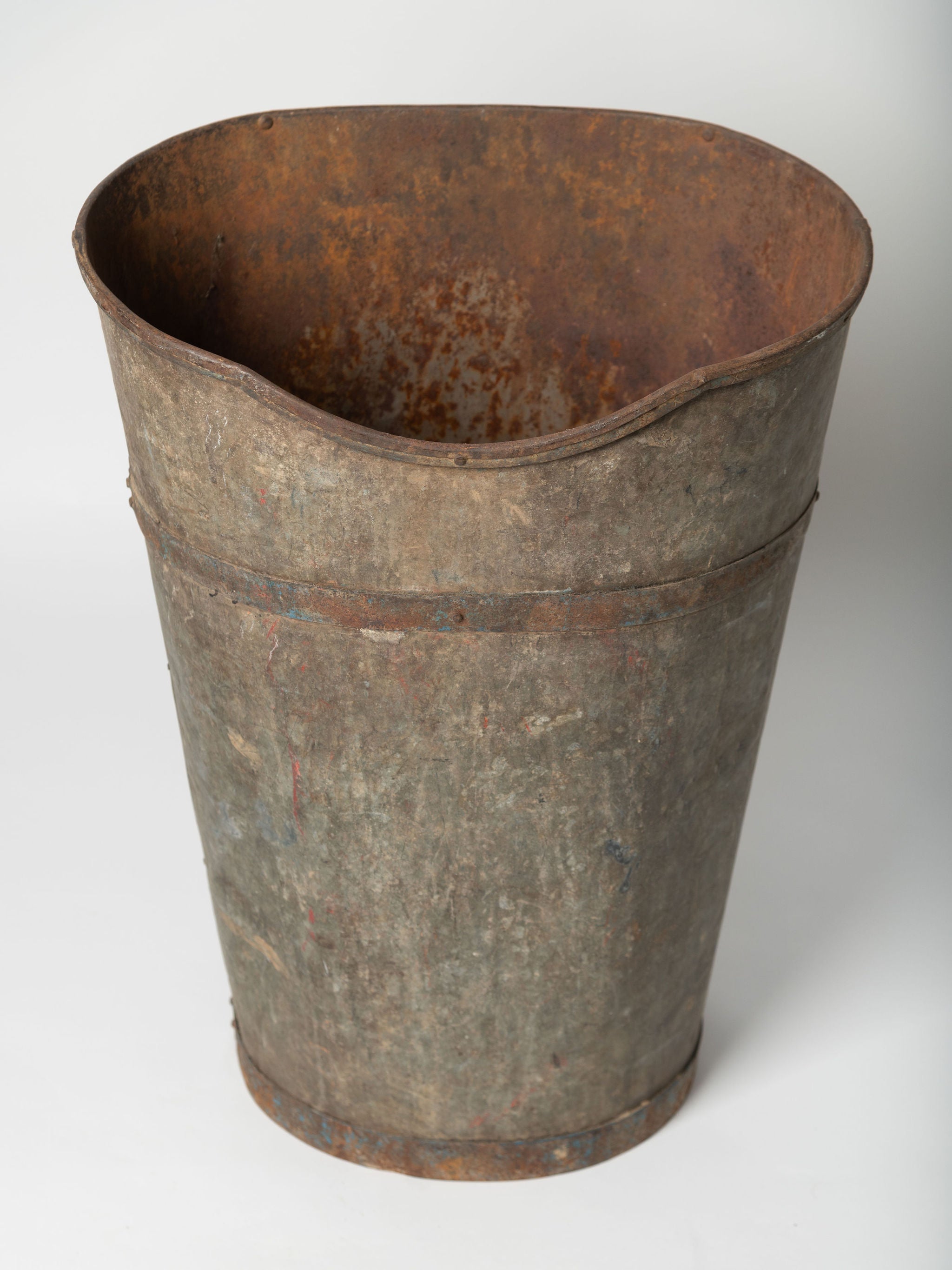 Antique French Metal Grape hod/hopper with carrying straps