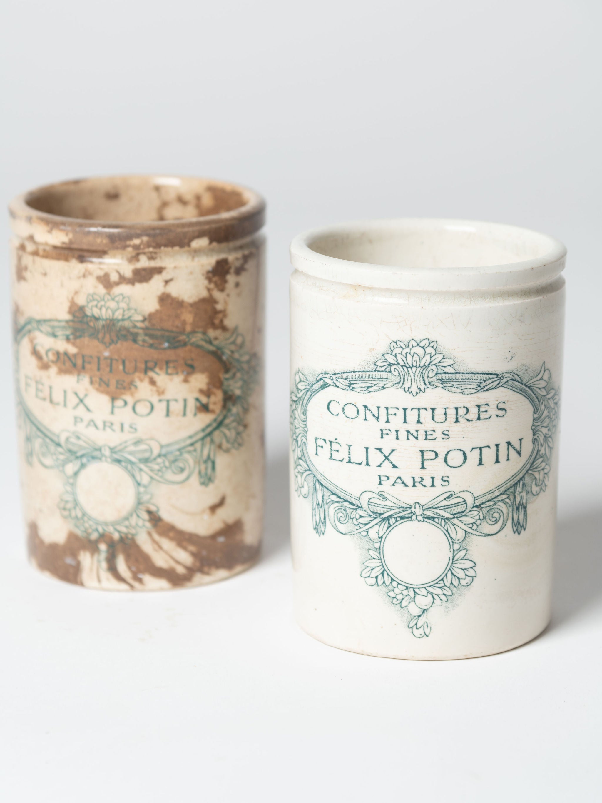 Antique French Felix Potin Confiture pots