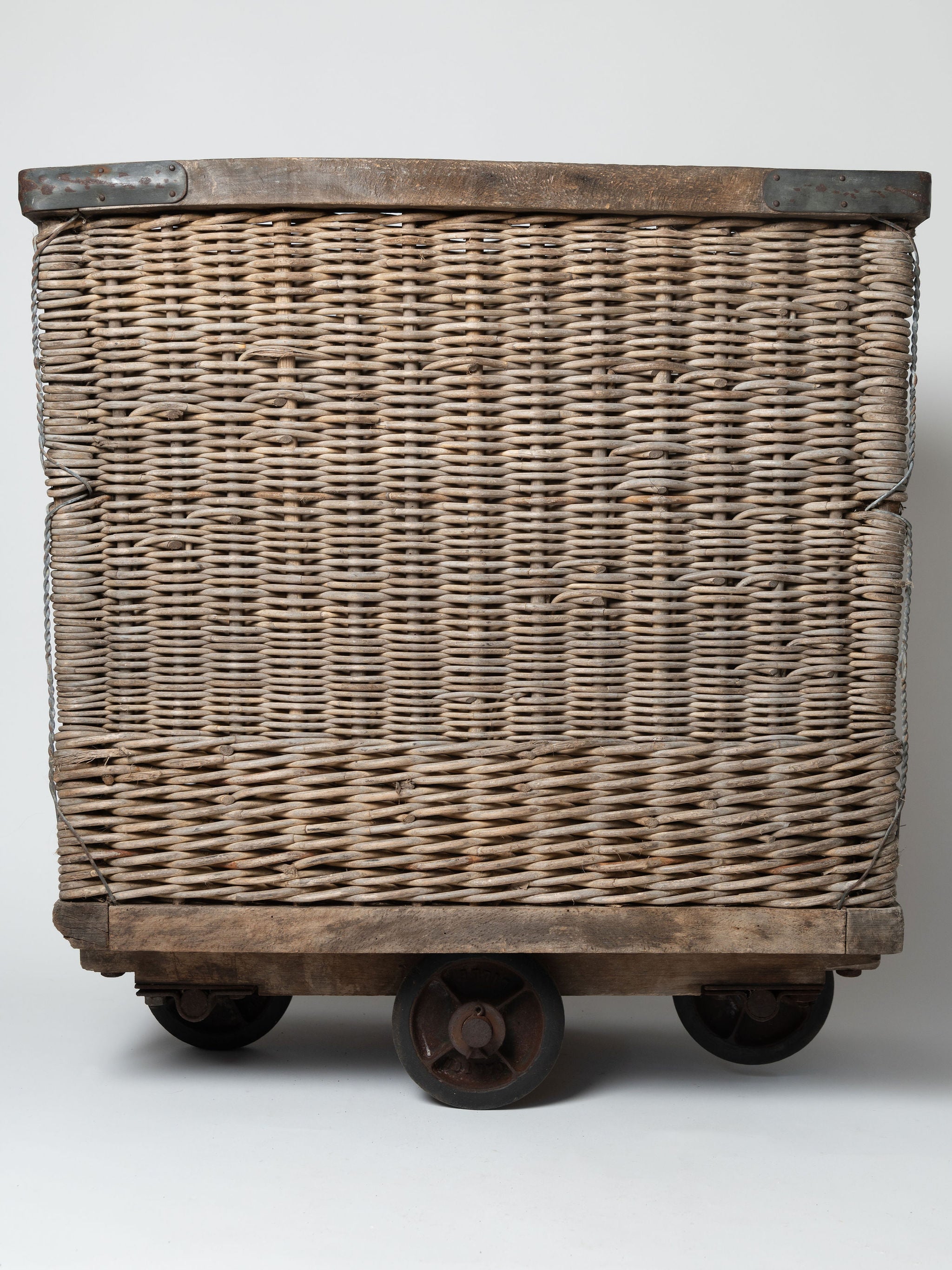 Antique French Wicker industrial trolley, circa 1920's