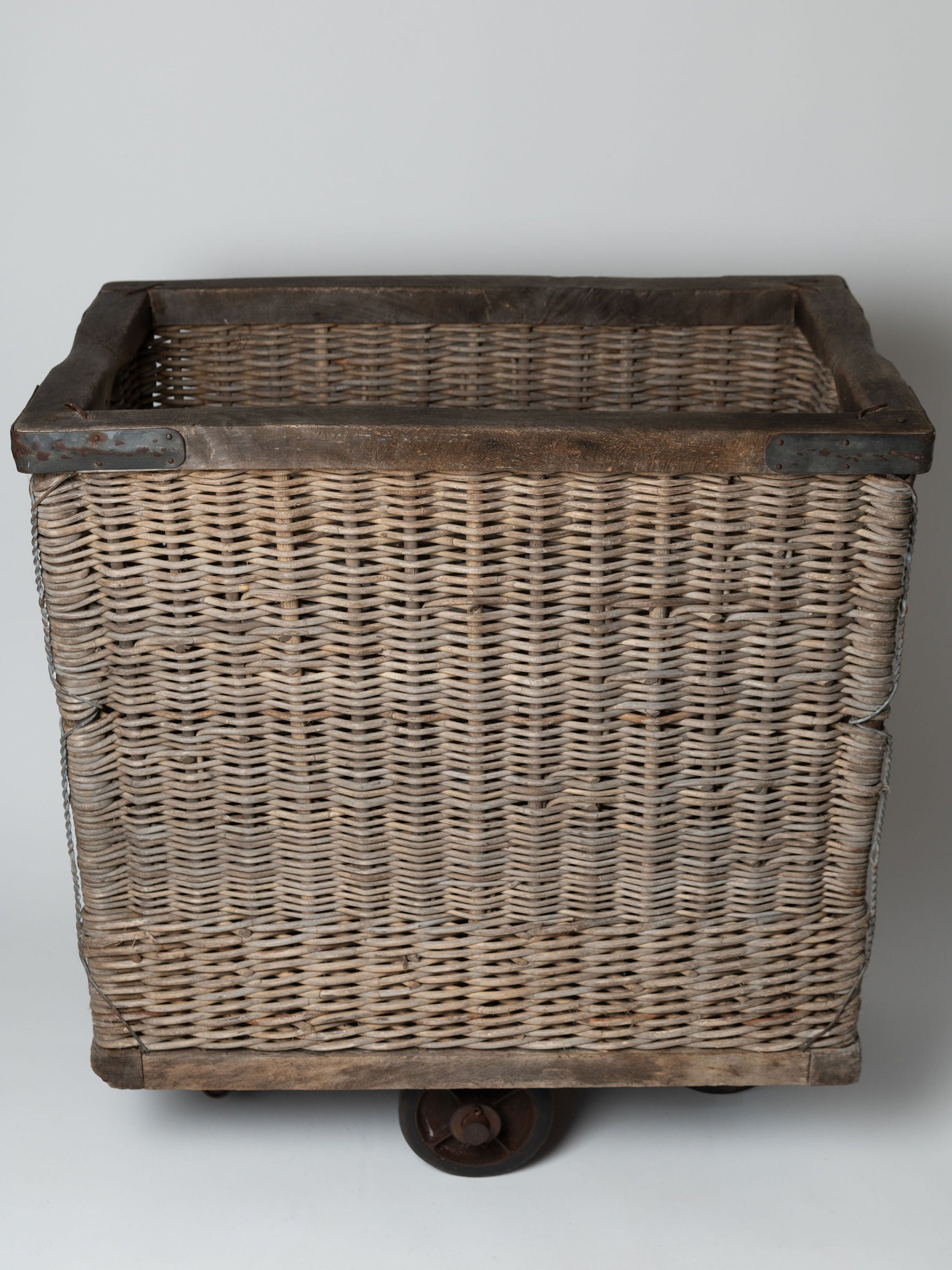 Antique French Wicker industrial trolley, circa 1920's