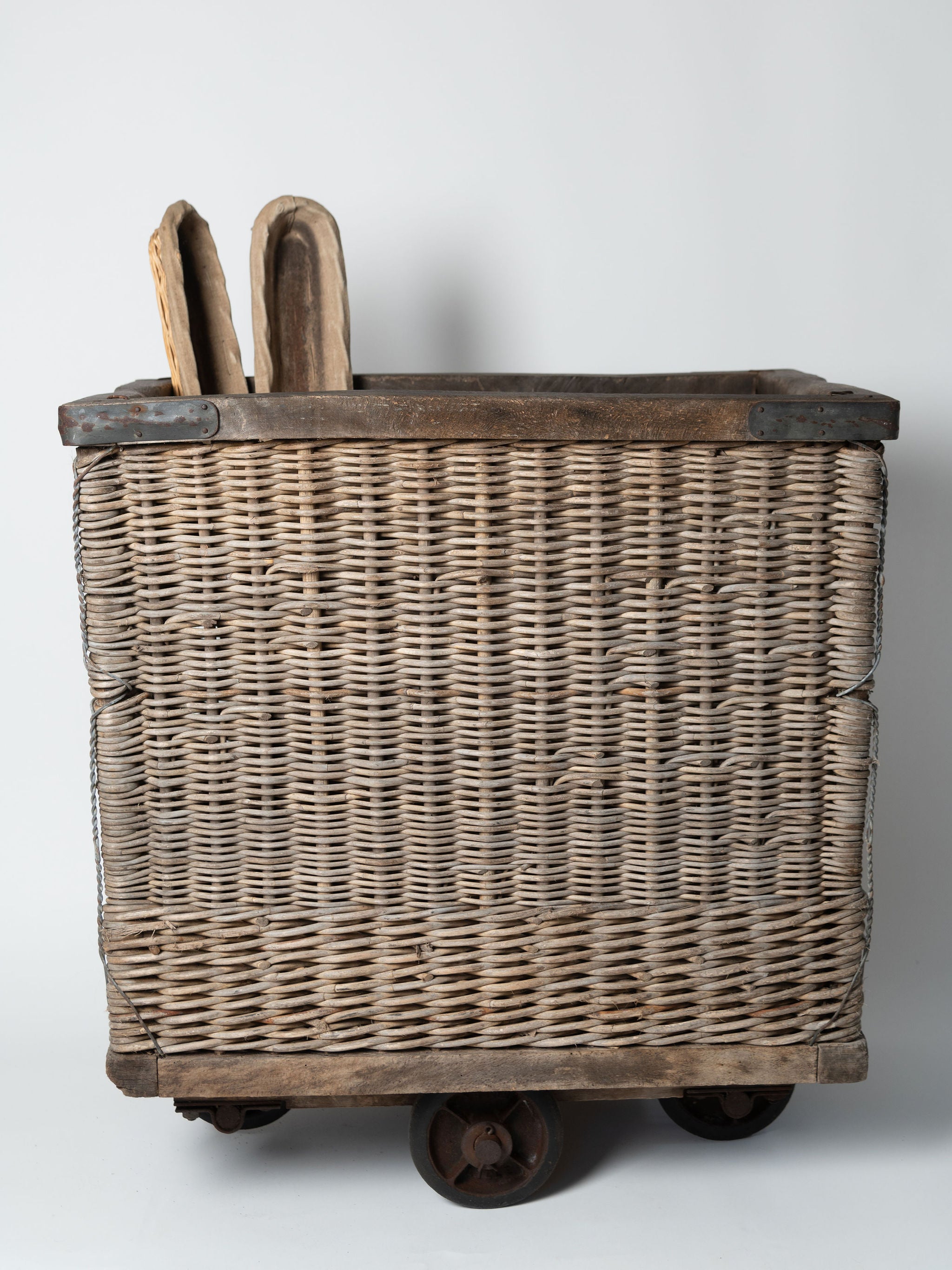 Antique French Wicker industrial trolley, circa 1920's