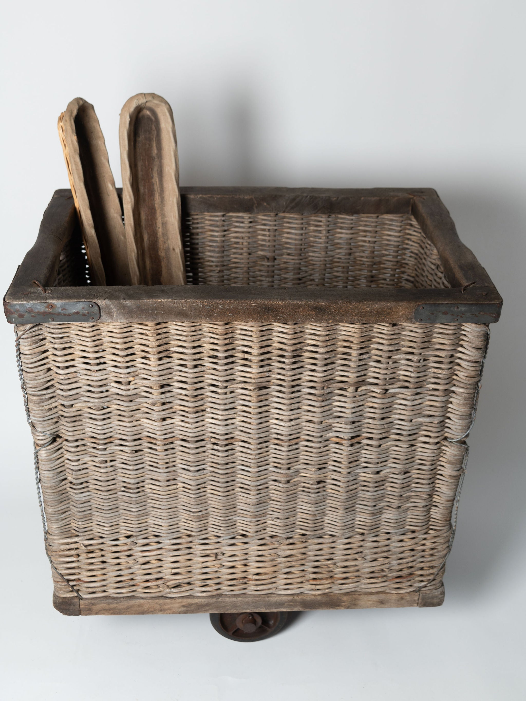 Antique French Wicker industrial trolley, circa 1920's
