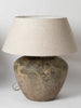 Beautiful large Barnacled textured jar lamps with natural linen shades