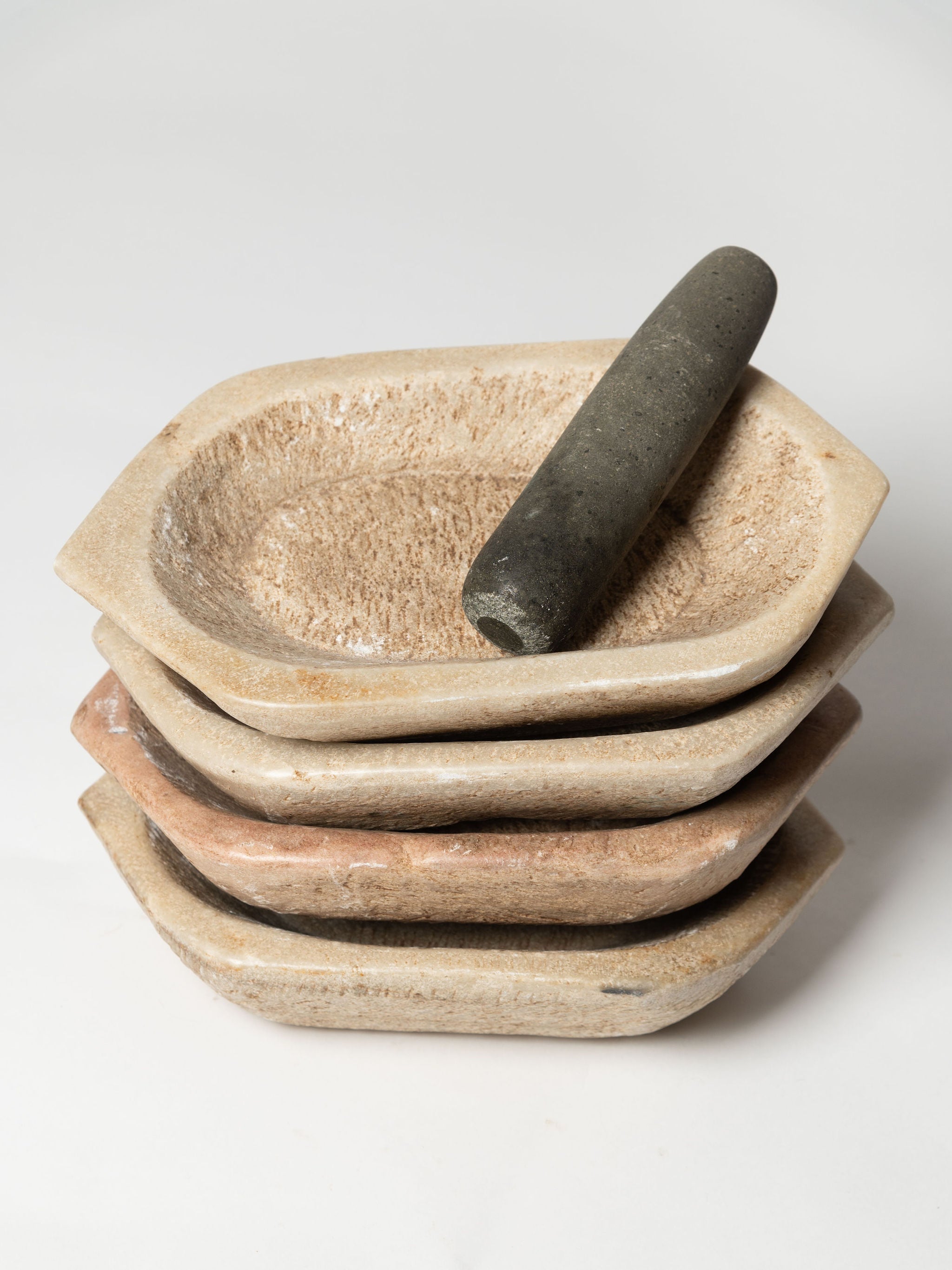 Vintage Rajasthan shaped marble stone bowls/mortars