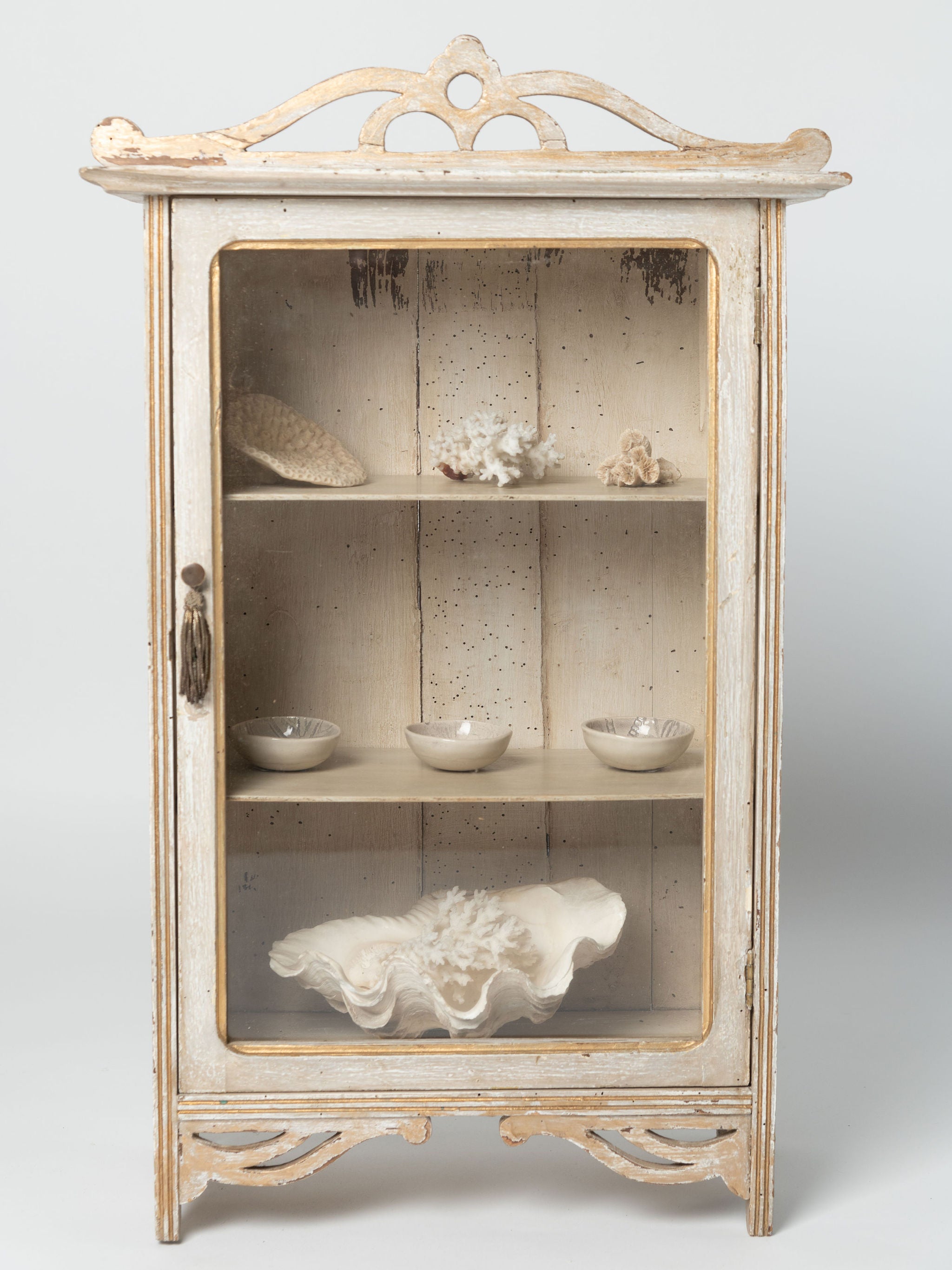 Antique French glazed wall cabinet