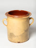 Antique French Digoin Confit pot with creamy mustard glaze and two handles