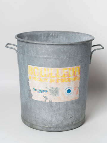 Vintage French Galvanised Zinc Steriliser bucket with label
