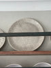 Wonki ware large cake plate warm grey pattern