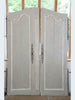 Beautiful Pair Large Vintage French Armoire Doors, painted in Pale Grey and White - Decorative Antiques UK  - 1
