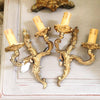 Pair Vintage French Gilt Brass Acanthus Leaves Wall Lights - Decorative Antiques UK  - 2