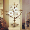 Stunning Vintage French 3 arm candelabra with white porcelain flowers - Decorative Antiques UK  - 2