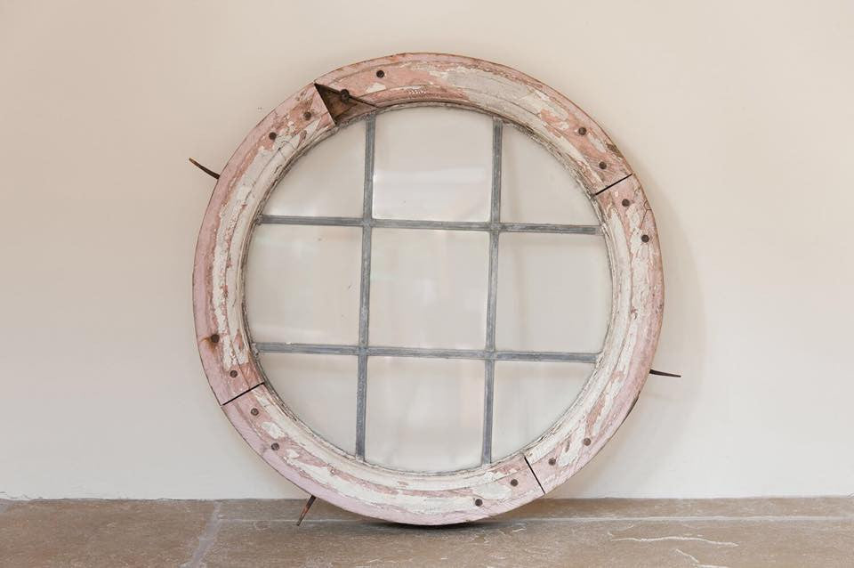 Antique French Round Wooden Window with original paint, lead and glass - Decorative Antiques UK  - 2