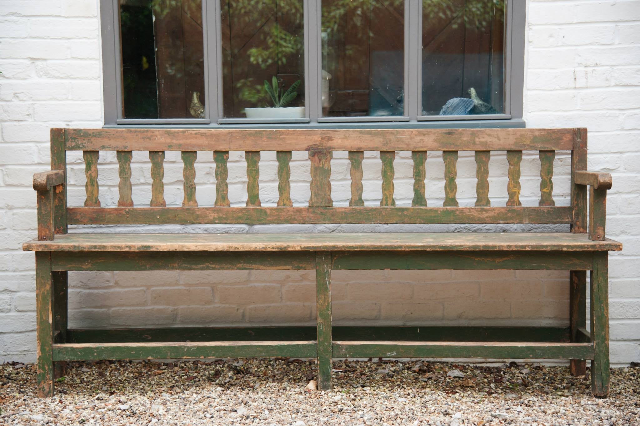 Gorgeous Antique French Wooden Bench with original paint - Decorative Antiques UK  - 1