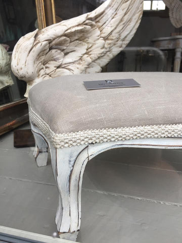 Vintage French Upholstered Footstool - Decorative Antiques UK  - 2