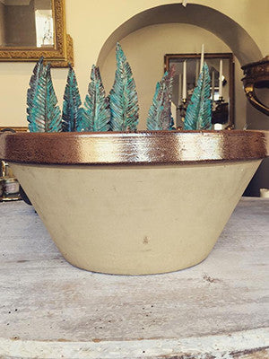 Beautiful Vintage French Stoneware Bowl - Decorative Antiques UK  - 1