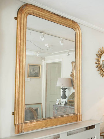 Large Antique French Gilt Louis Philippe Mirror with Mercury Glass - Decorative Antiques UK  - 1