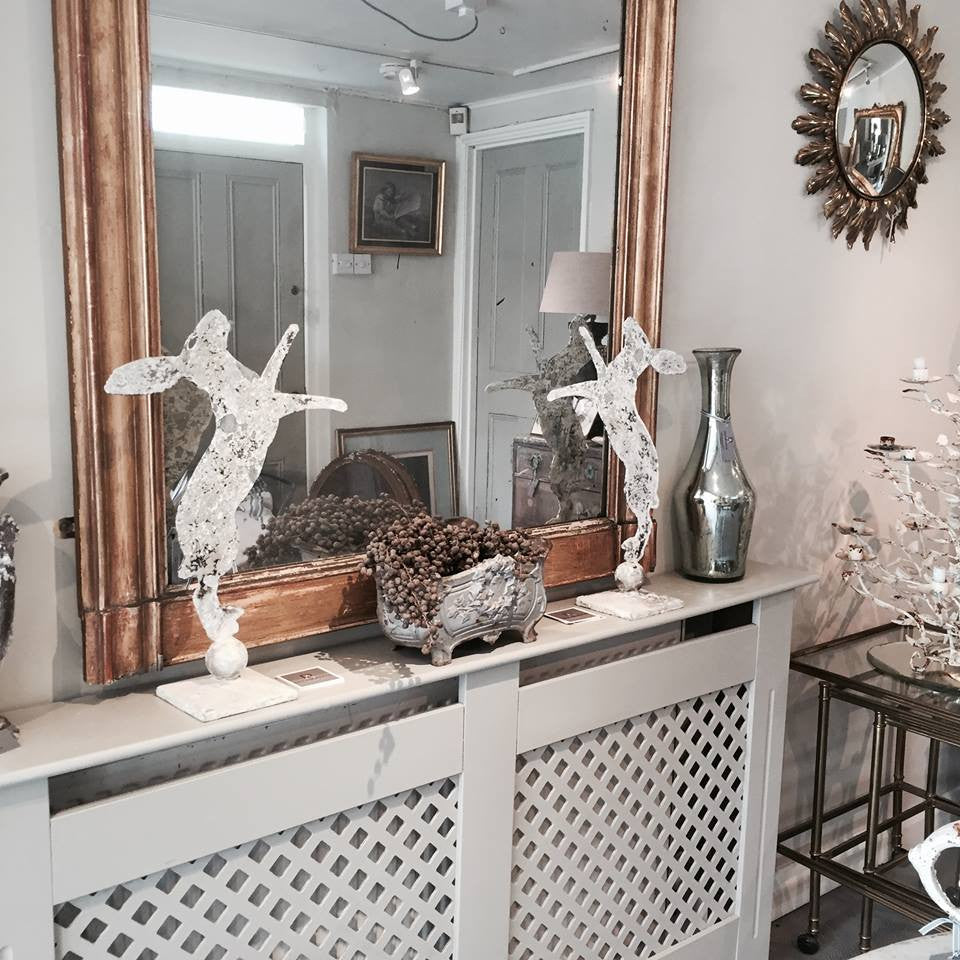 Gorgeous Pair Aged Metal Boxing Hares on Stands - Decorative Antiques UK  - 7