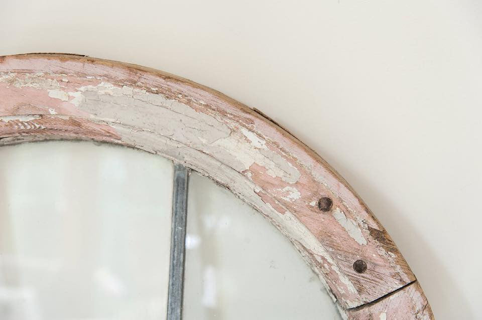 Antique French Round Wooden Window with original paint, lead and glass - Decorative Antiques UK  - 4