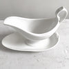 Vintage French White Porcelain china gravy boat on stand - Decorative Antiques UK  - 4