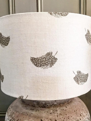 Peony and Sage "Feathers" Drum lampshade 30cm - Decorative Antiques UK  - 1