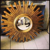 Large Mid Century French Sunburst Mirror with convex glass - Decorative Antiques UK  - 1