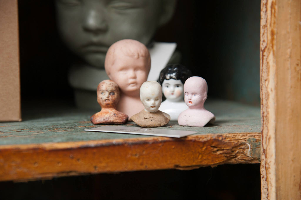 Collection of Antique Miniature porcelain Dolls heads - Decorative Antiques UK  - 2