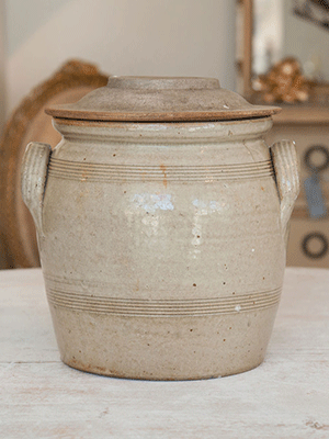 Vintage French Confit Pot with Original Lid - Decorative Antiques UK  - 1