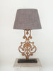 Beautiful Pair Decorative Iron Table Lamps with Grey Linen Shades - Decorative Antiques UK  - 1