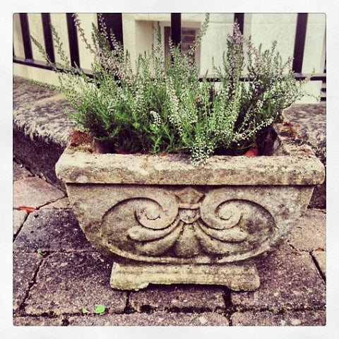 Pair of Vintage Stone planters with Swag pattern - Decorative Antiques UK  - 1