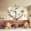 Stunning Vintage French 3 arm candelabra with white porcelain flowers - Decorative Antiques UK  - 1