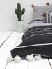 TASSEL POM POM BLANKET, BLACK