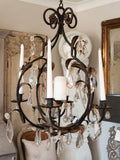 Antique 19th Century French Wrought Iron and Crystal Candelabra