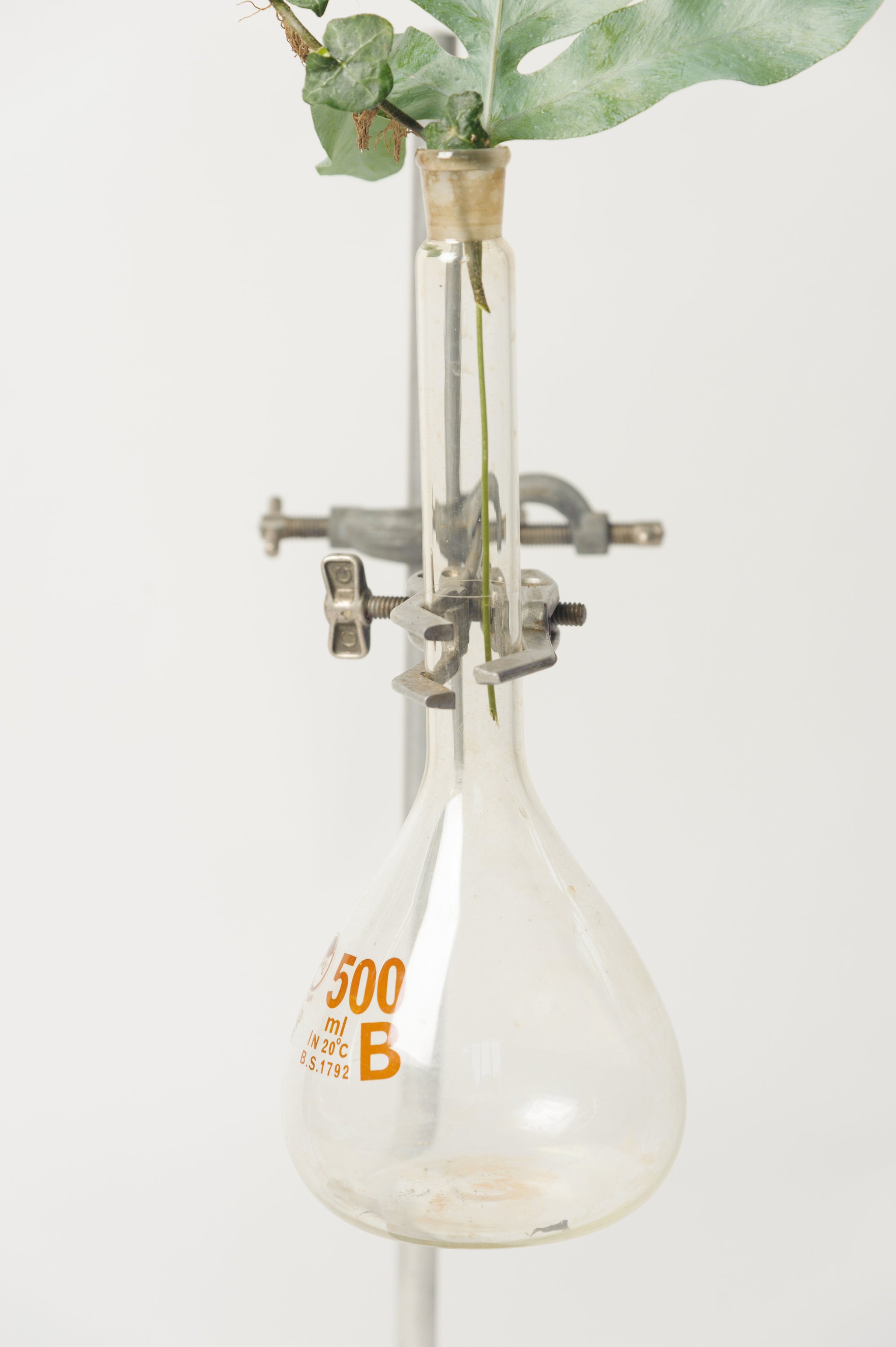 Lovely Pair Vintage Science Lab Retort Stands, Clamps and Flasks