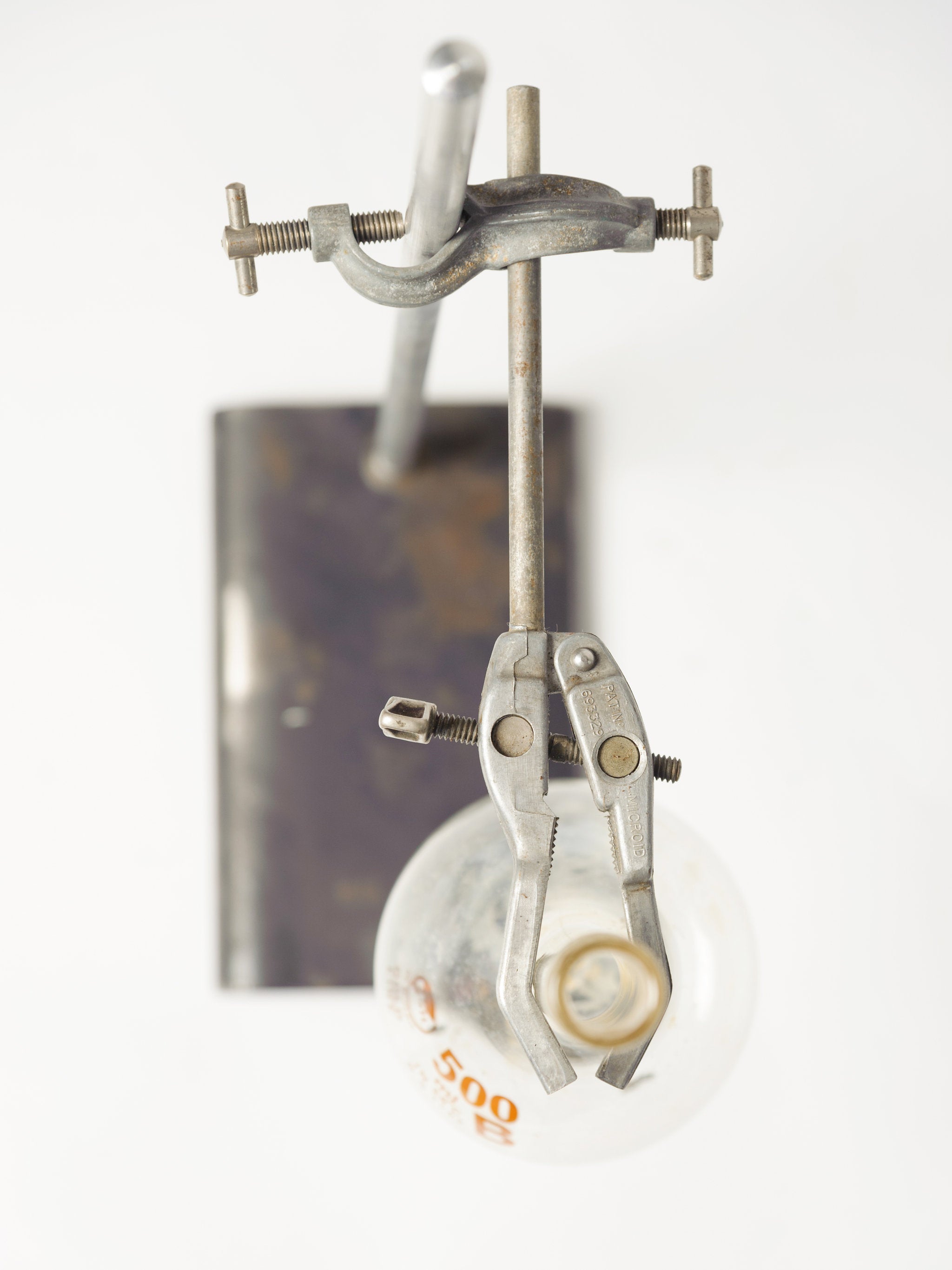 Lovely Pair Vintage Science Lab Retort Stands, Clamps and Flasks
