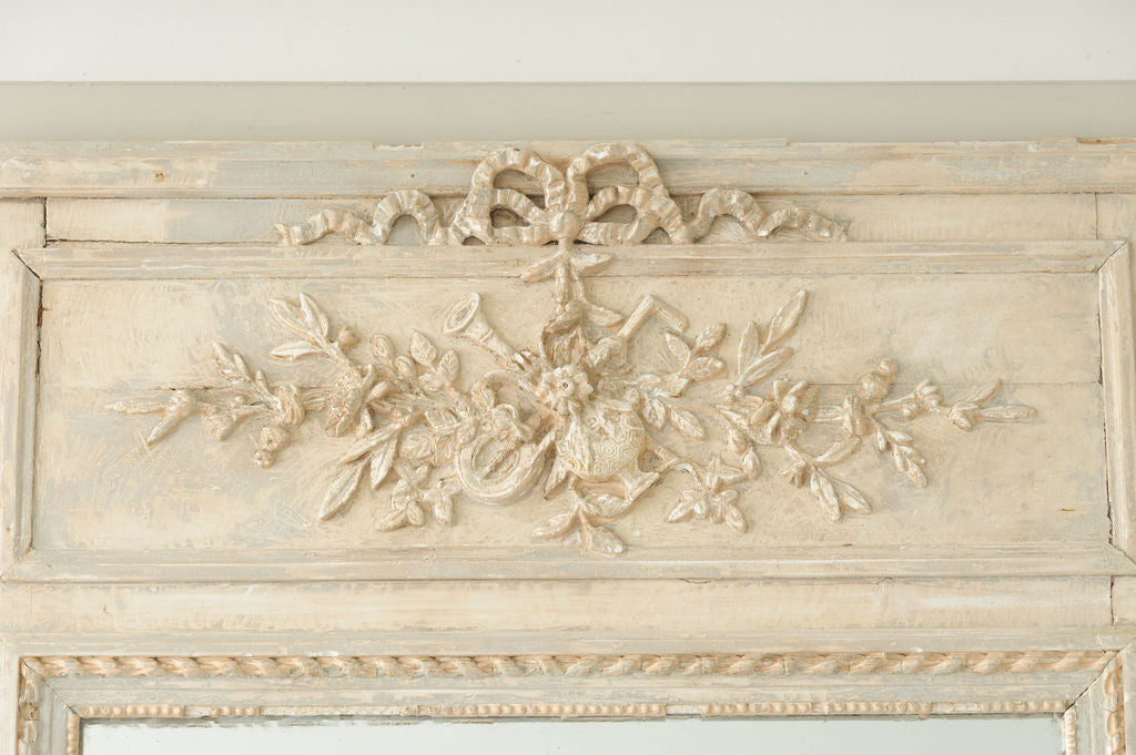 Antique French Painted Trumeau Mirror