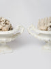 Pair Antique French Cast Iron White Urns with handles