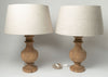 Beautiful handcrafted wooden table lamps with natural linen shades