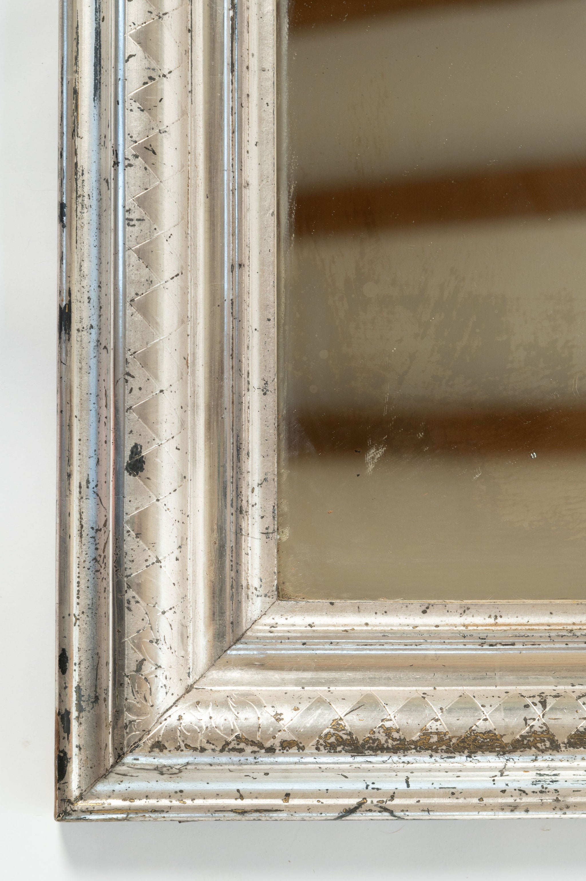 Amazing antique 19th century French silver gilt crested mirror