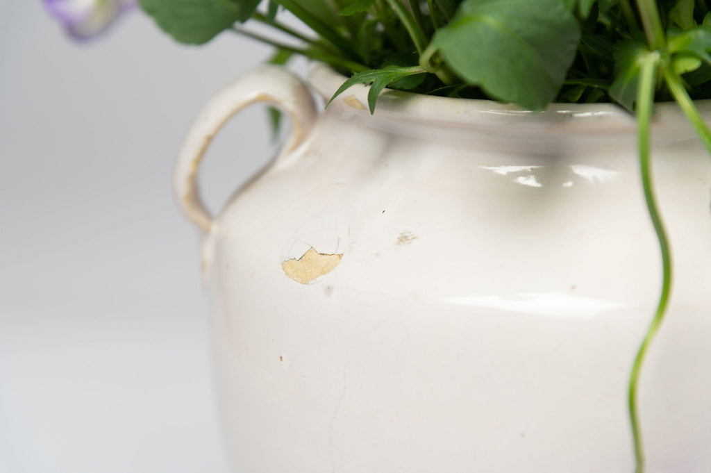 Antique 19th Century French white glaze confit pot