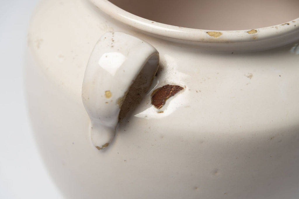 Antique 19th Century French white glaze confit pot