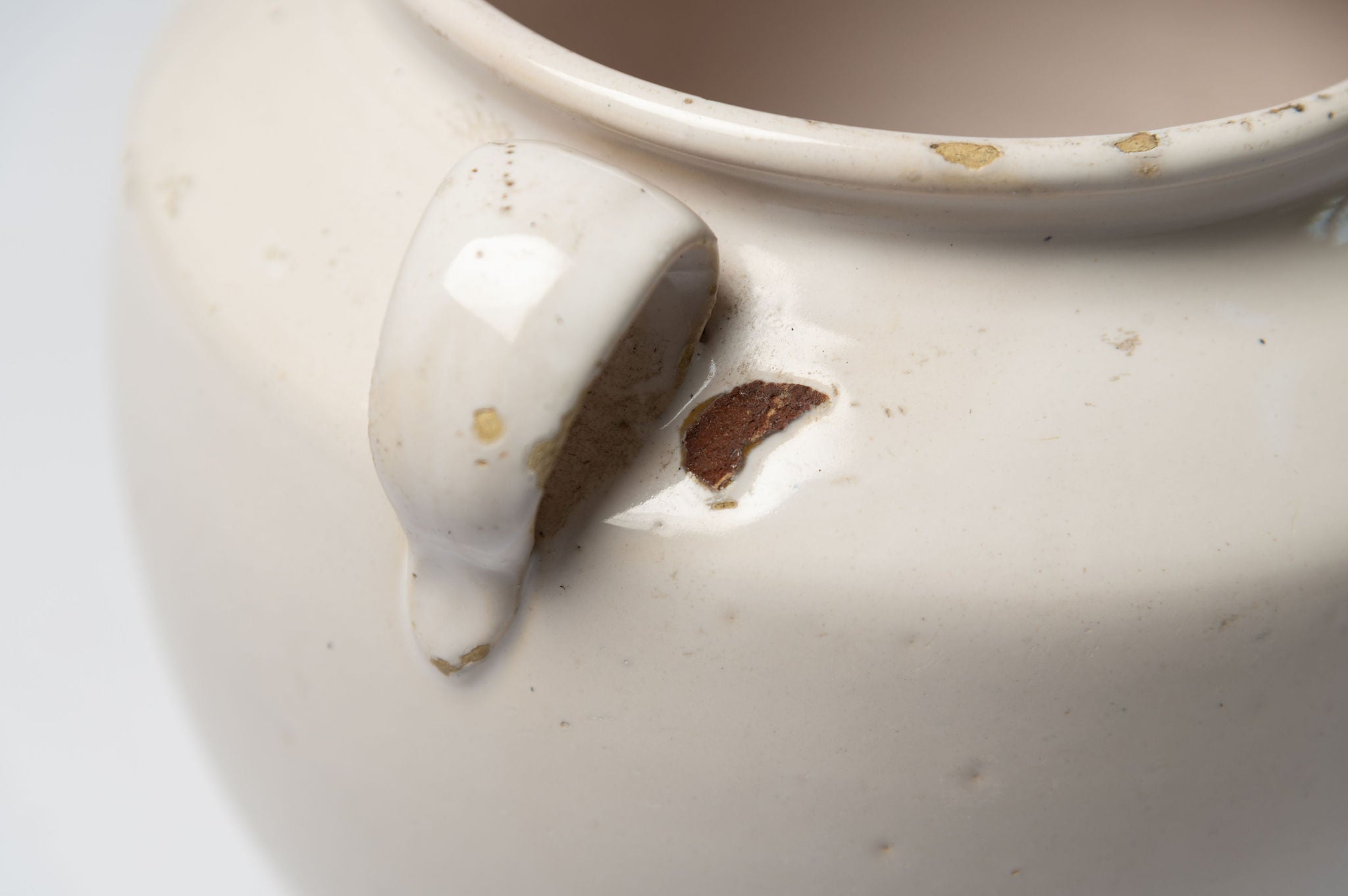 Antique 19th Century French white glaze confit pot