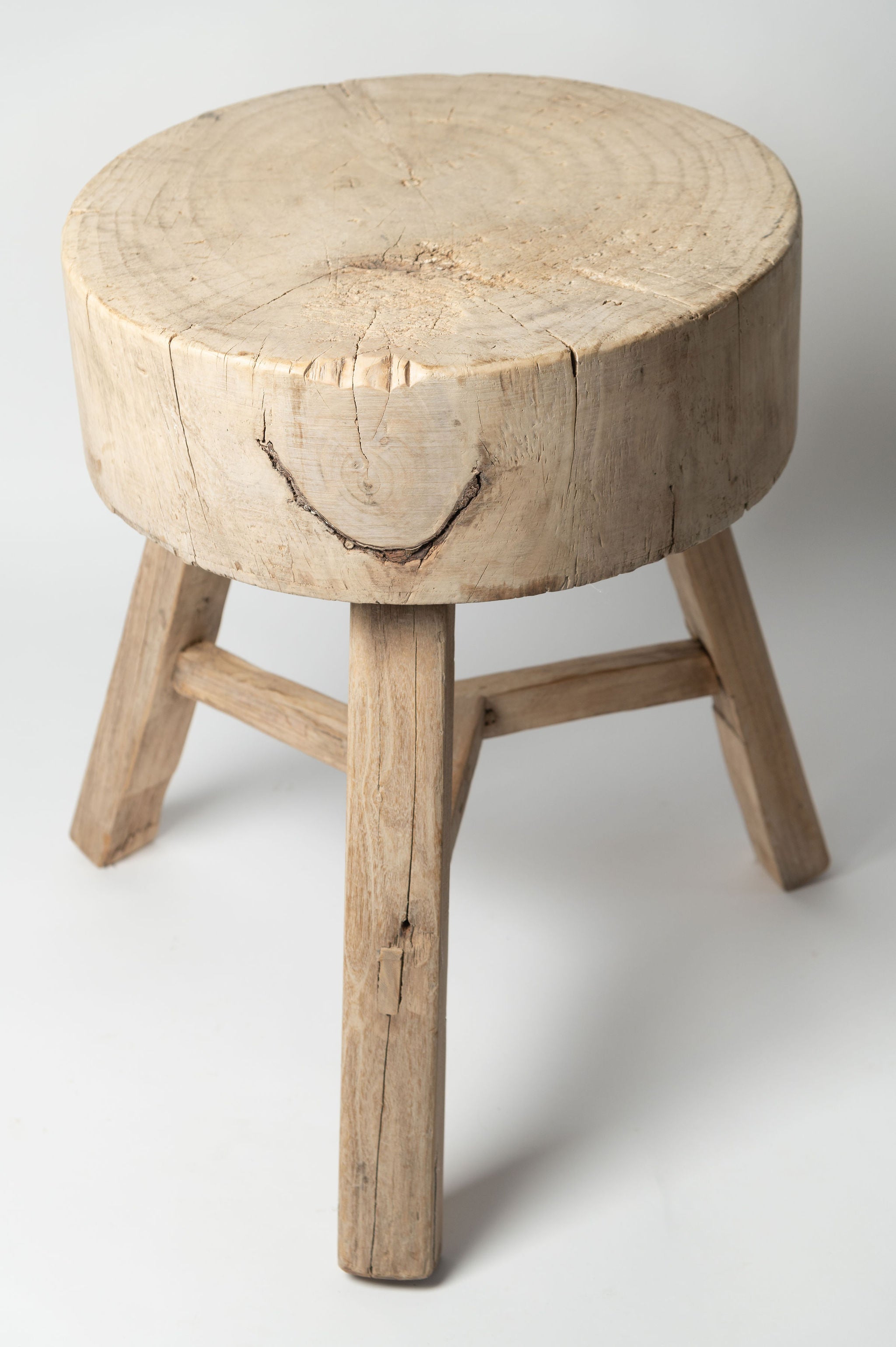 Bleached rustic chinese elm cutting block table