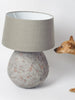 Pair Textured Stone Lamps with Brushed Linen shades